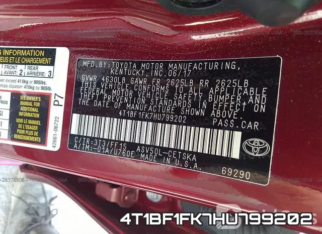 4T1BF1FK7HU799202 фото 10