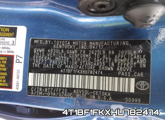 4T1BF1FKXHU782474 фото 9
