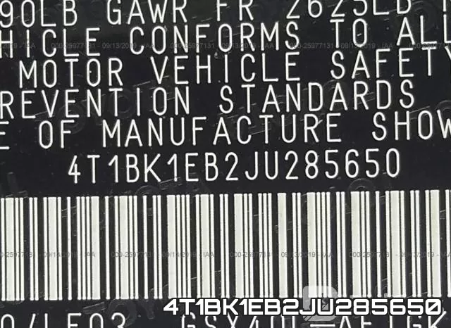 4T1BK1EB2JU285650 фото 9