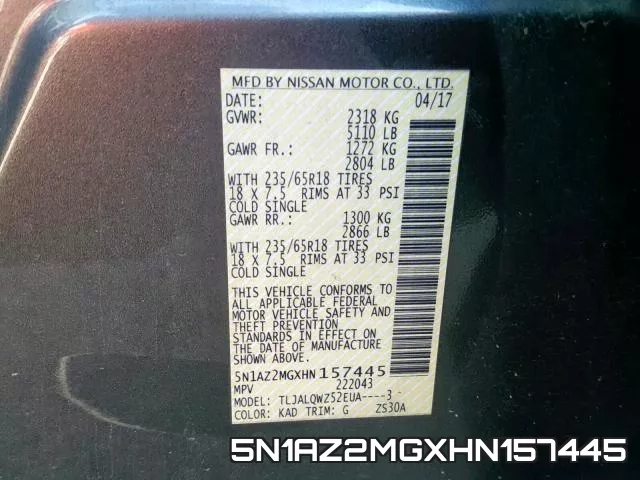 5N1AZ2MGXHN157445 фото 2