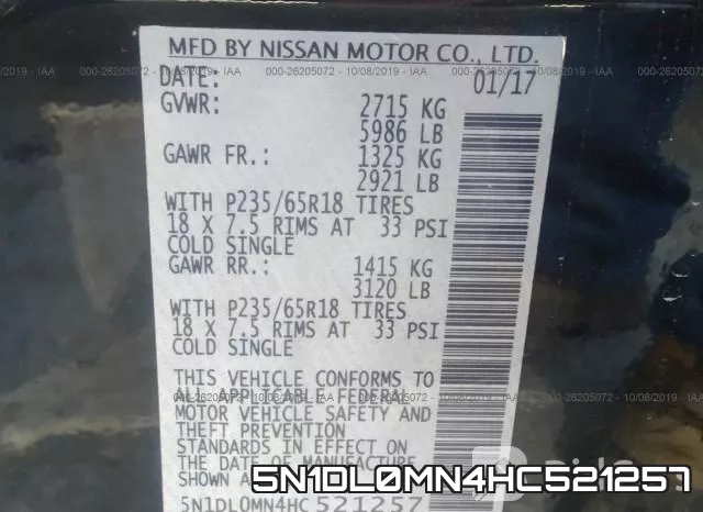 5N1DL0MN4HC521257 фото 10
