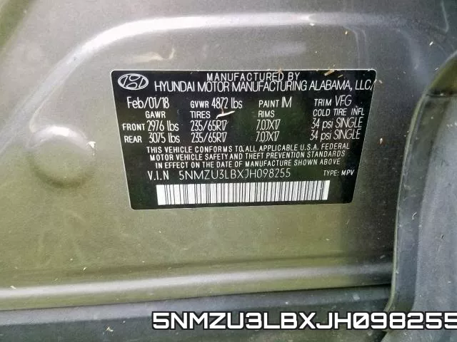 5NMZU3LBXJH098255 фото 2