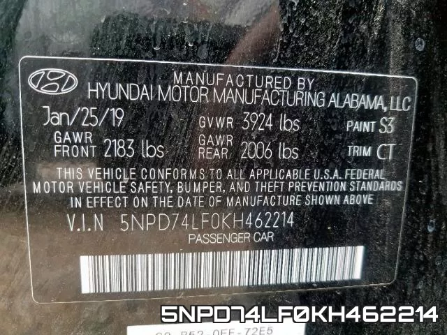 5NPD74LF0KH462214 фото 2