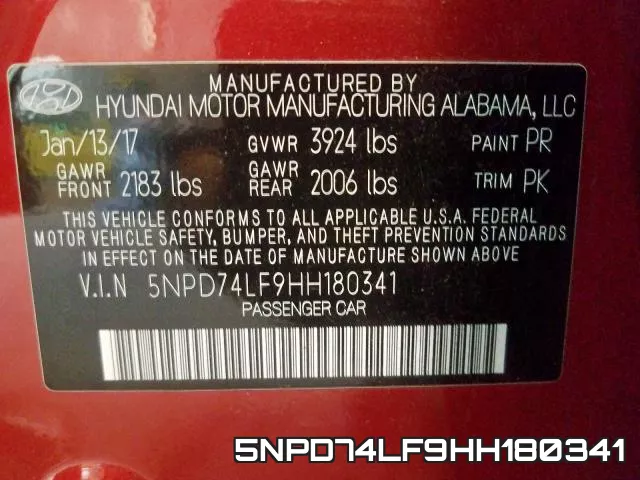 5NPD74LF9HH180341 фото 2