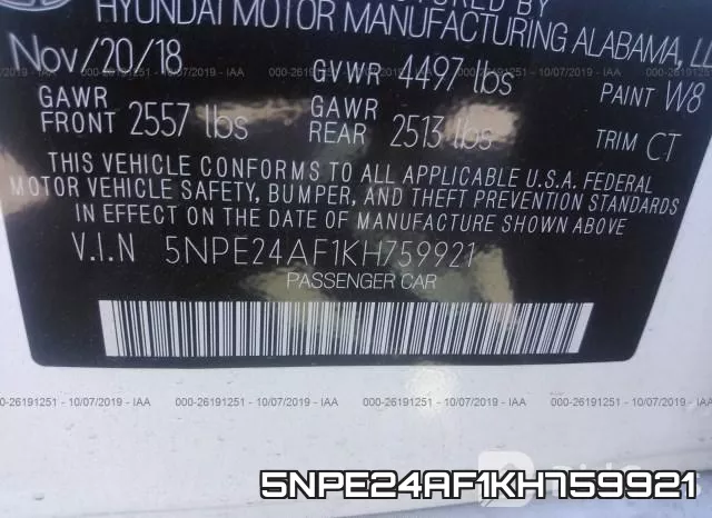 5NPE24AF1KH759921 фото 8