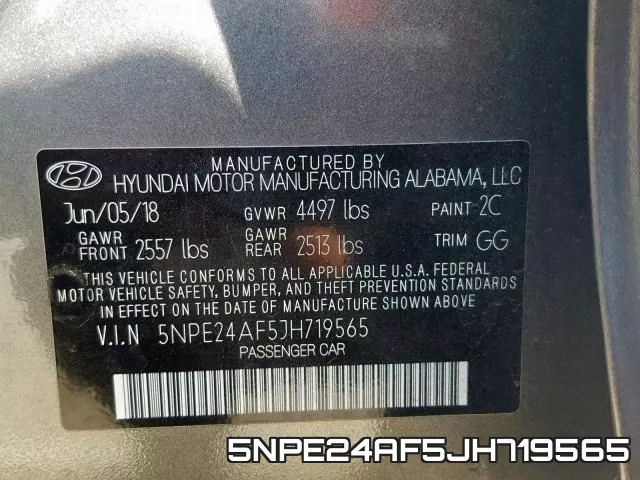 5NPE24AF5JH719565 фото 2