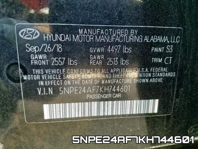 5NPE24AF7KH744601 фото 2