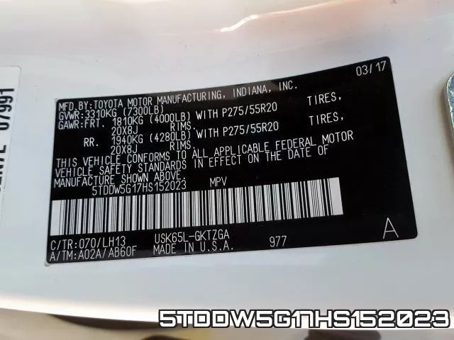 5TDDW5G17HS152023 фото 2