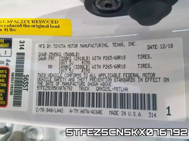 5TFEZ5CN5KX076792 фото 2