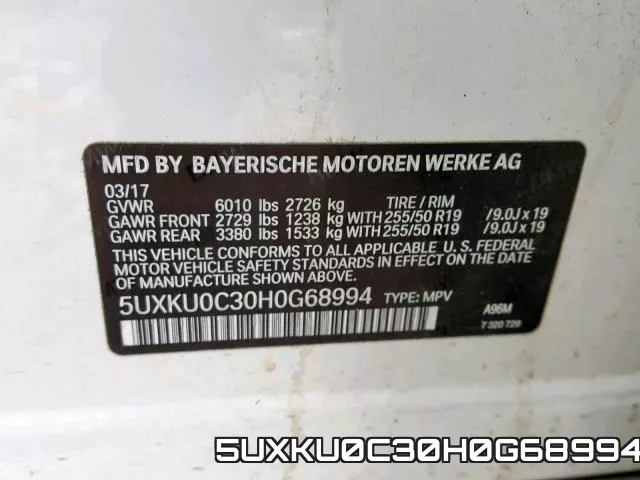 5UXKU0C30H0G68994 фото 2