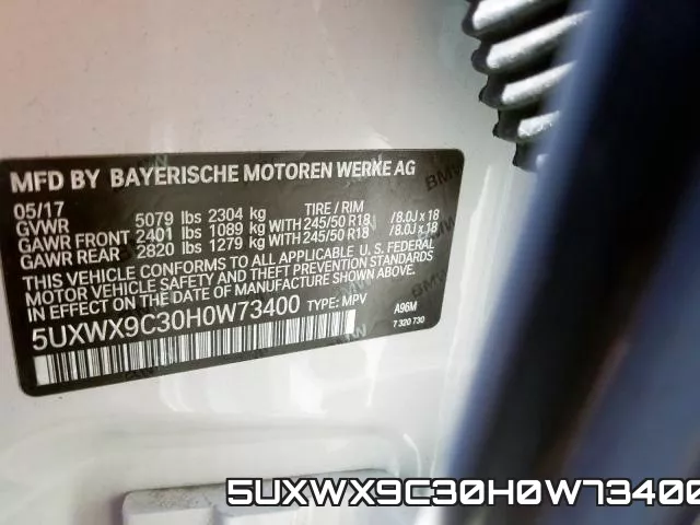 5UXWX9C30H0W73400 фото 2