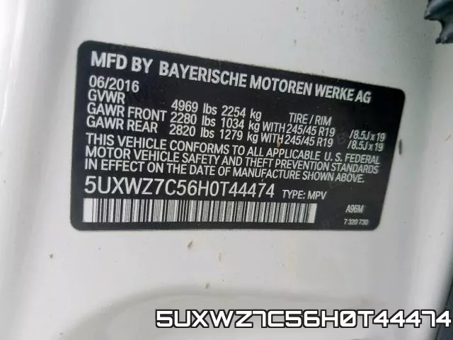 5UXWZ7C56H0T44474 фото 2