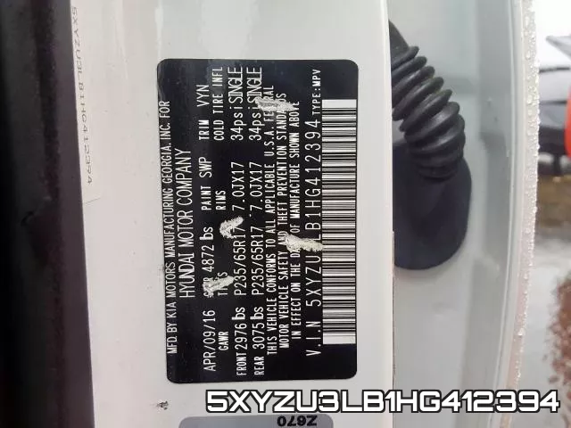 5XYZU3LB1HG412394 фото 2