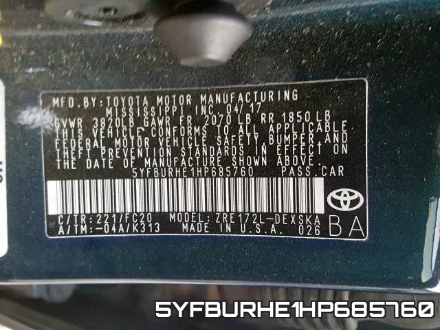 5YFBURHE1HP685760 фото 2