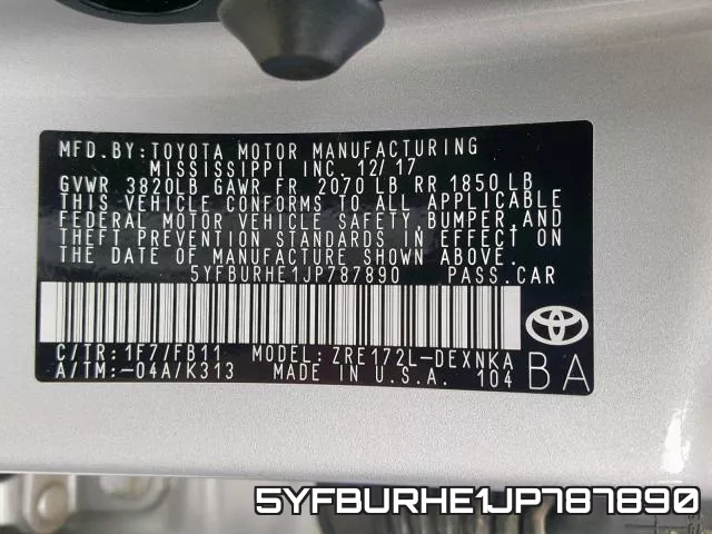 5YFBURHE1JP787890 фото 2