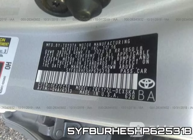5YFBURHE5HP625318 фото 9