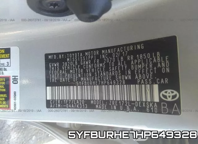 5YFBURHE7HP649328 фото 8