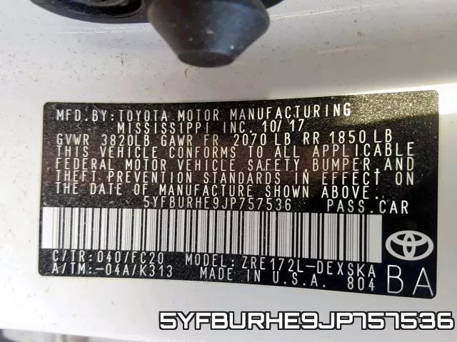 5YFBURHE9JP757536 фото 2