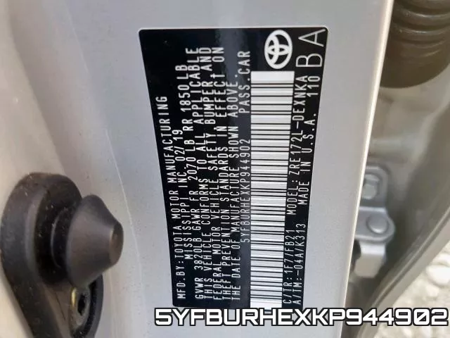 5YFBURHEXKP944902 фото 2