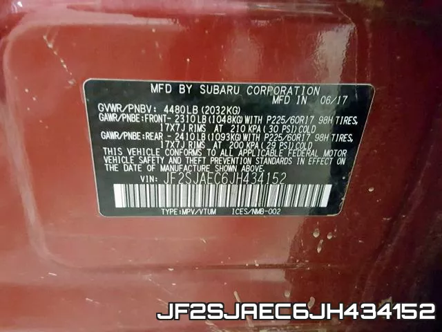 JF2SJAEC6JH434152 фото 2