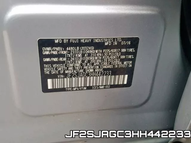 JF2SJAGC3HH442233 фото 2