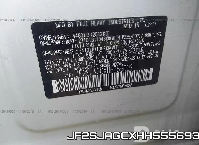 JF2SJAGCXHH555693 фото 10