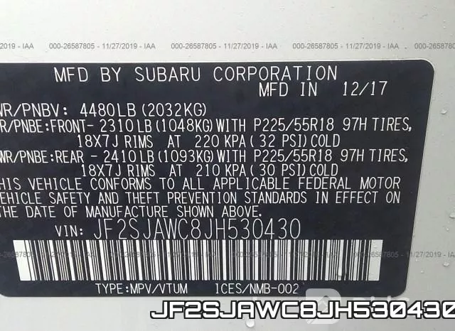 JF2SJAWC8JH530430 фото 8