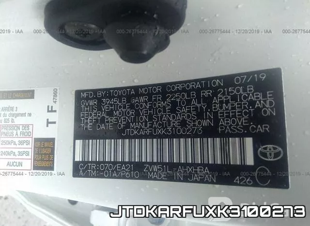 JTDKARFUXK3100273 фото 10
