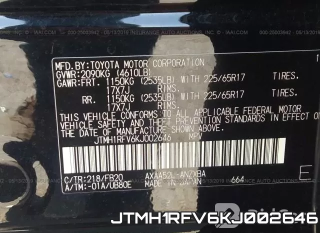 JTMH1RFV6KJ002646 фото 10