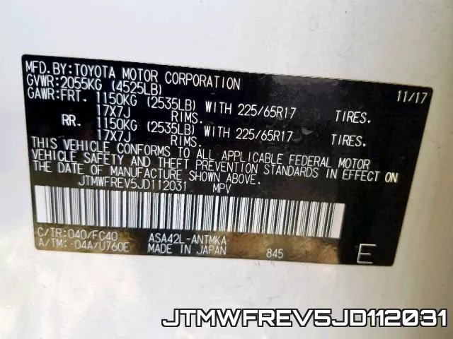 JTMWFREV5JD112031 фото 2