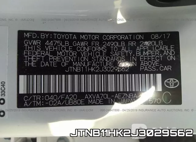 JTNB11HK2J3029562 фото 8