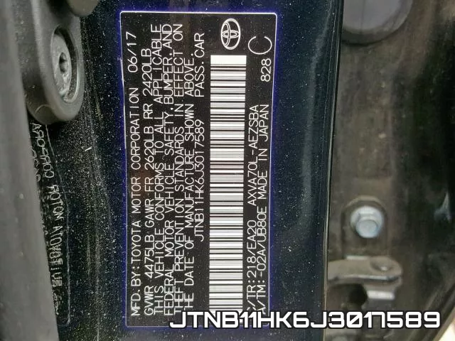 JTNB11HK6J3017589 фото 2