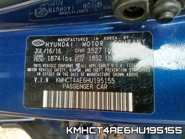 KMHCT4AE6HU195155 фото 2