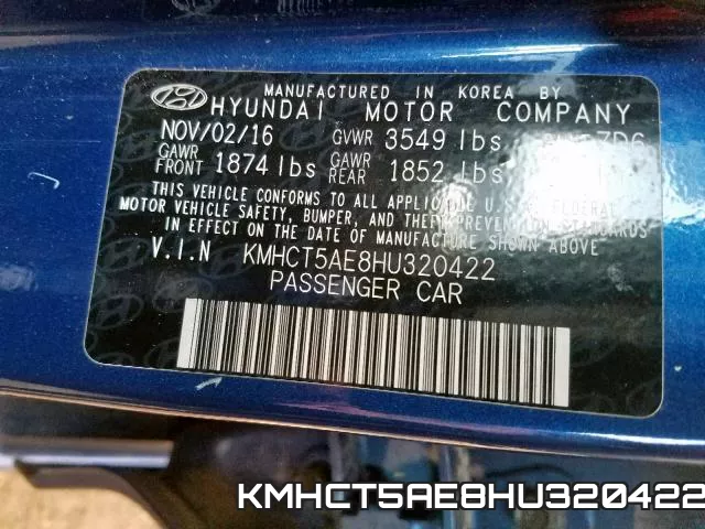 KMHCT5AE8HU320422 фото 2