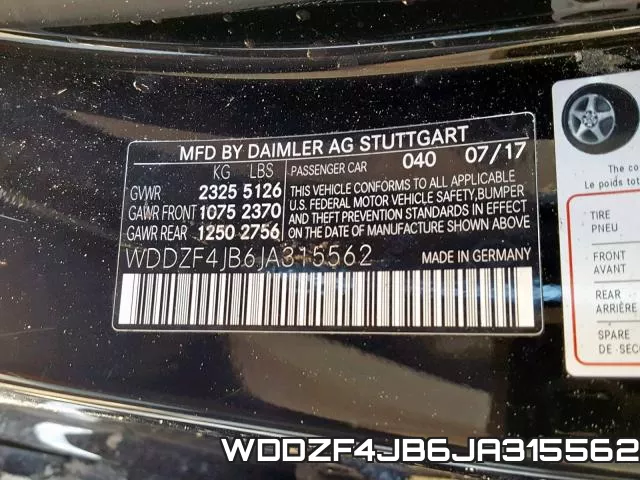 WDDZF4JB6JA315562 фото 2