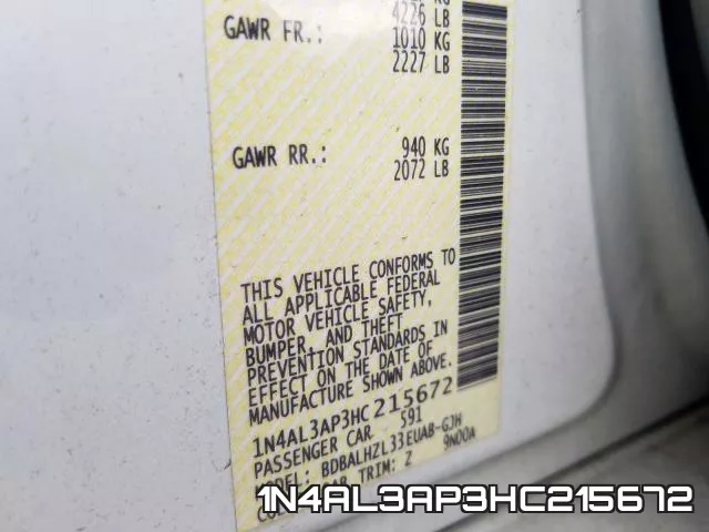 1N4AL3AP3HC215672 фото 2