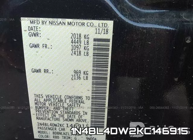 1N4BL4DW2KC146915 фото 9