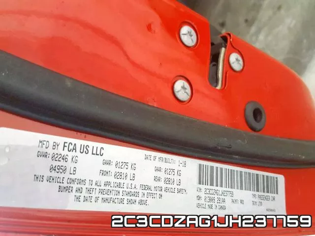2C3CDZAG1JH237759 фото 2