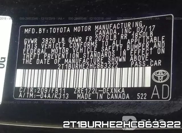 2T1BURHE2HC863322 фото 9