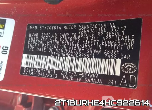 2T1BURHE4HC922614 фото 10
