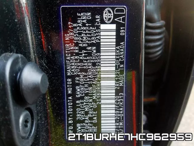 2T1BURHE7HC962959 фото 2