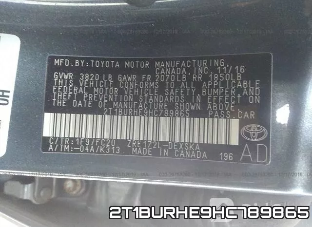 2T1BURHE9HC789865 фото 10