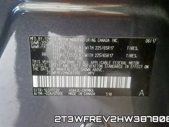 2T3WFREV2HW387806 фото 2
