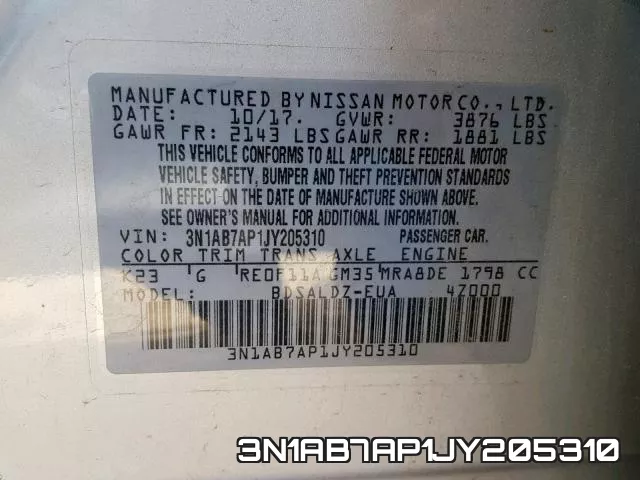 3N1AB7AP1JY205310 фото 2