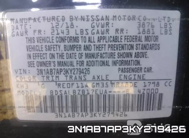 3N1AB7AP3KY279426 фото 8