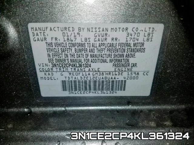 3N1CE2CP4KL361324 фото 2