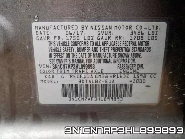 3N1CN7AP3HL899893 фото 2