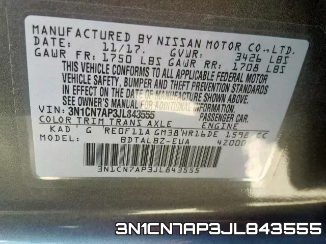 3N1CN7AP3JL843555 фото 2