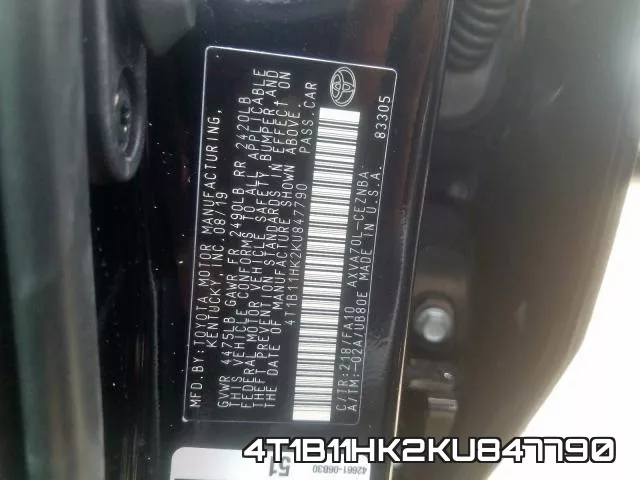 4T1B11HK2KU847790 фото 2