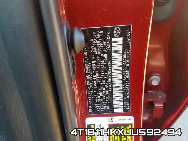 4T1B11HKXJU592434 фото 2